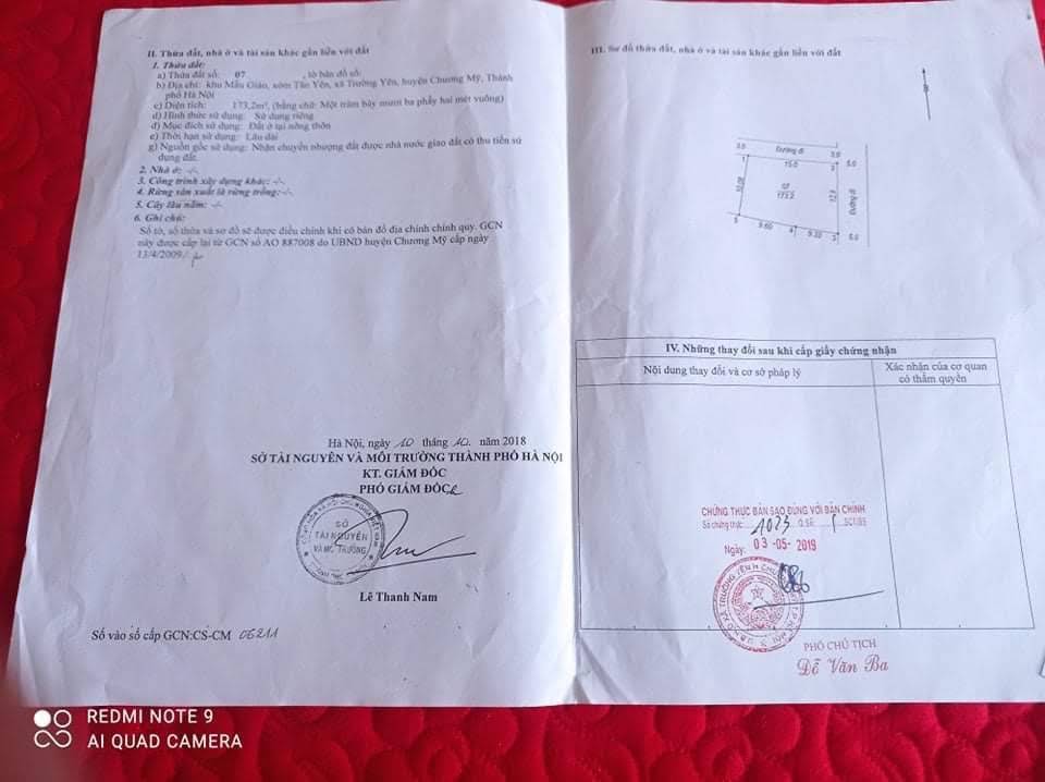 Hình ảnh Bán Lô Góc Full Thổ Cư Ở Trường Yên Chương Mỹ