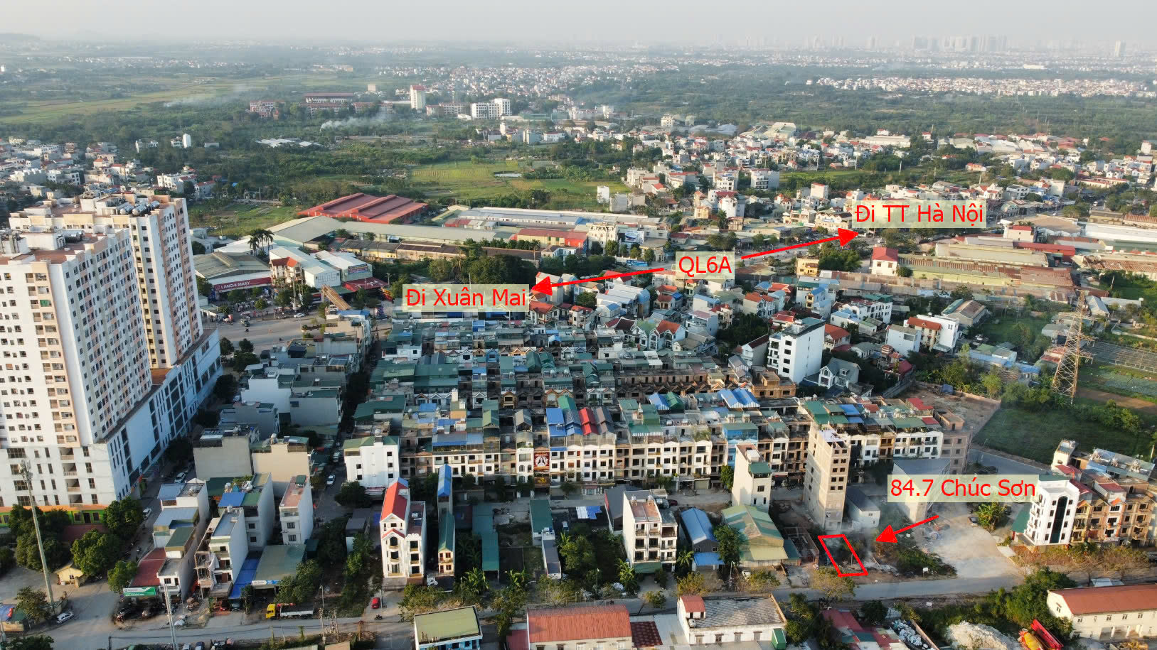Hình ảnh Đất Dịch Vụ Thị Trấn Chúc Sơn Đường Ô Tô Tránh Nhau Sát Mặt Đường QL6A Giáp Quận Hà Đông