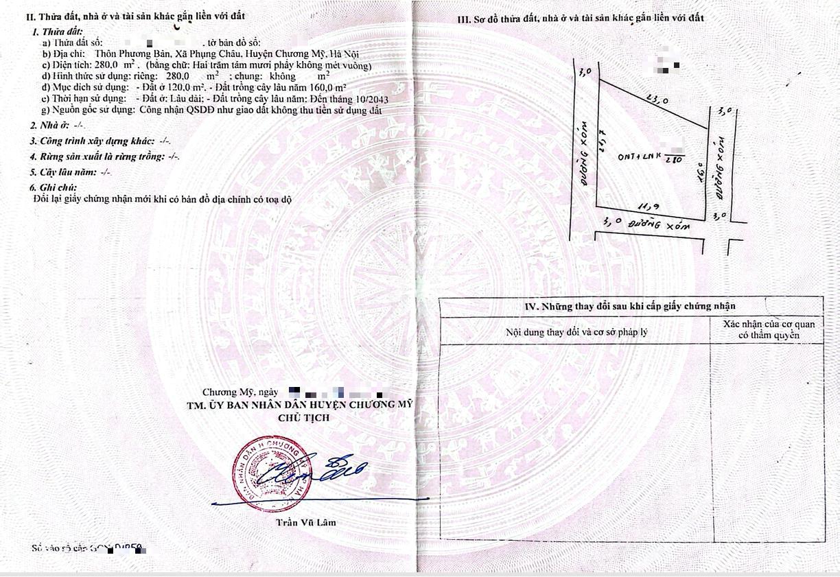 Hình ảnh Bán Lô Góc 3 Mặt Thoáng 280m Tại Phụng Châu Sát Trục Chính Kinh Doanh Liên Xã 