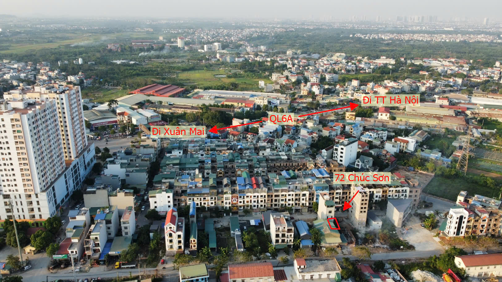 Hình ảnh Đất Dịch Vụ Thị Trấn Chúc Sơn Đường Ô Tô Tránh Nhau Sát Mặt Đường QL6A Giáp Quận Hà Đông