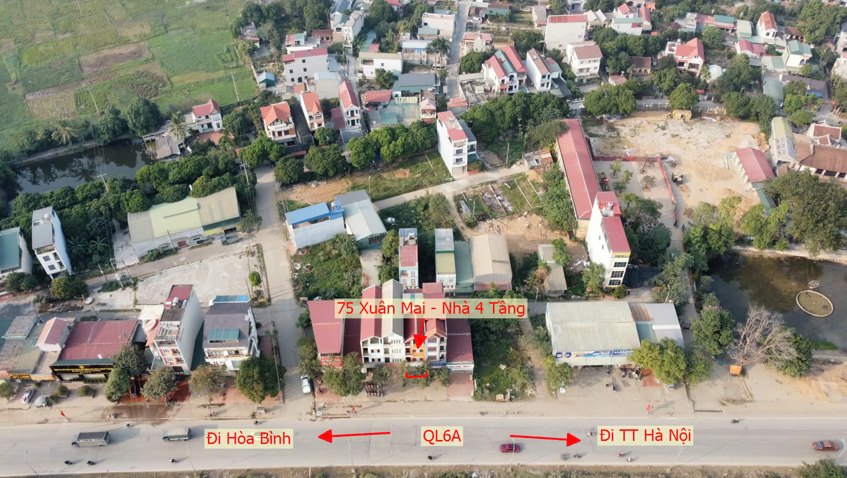 Hình ảnh Bán Nhà 4 Tầng Mặt Đường Kinh Doanh QL6A Đang Mở Rộng Ngay Trung Tâm Thị Trấn Xuân Mai 