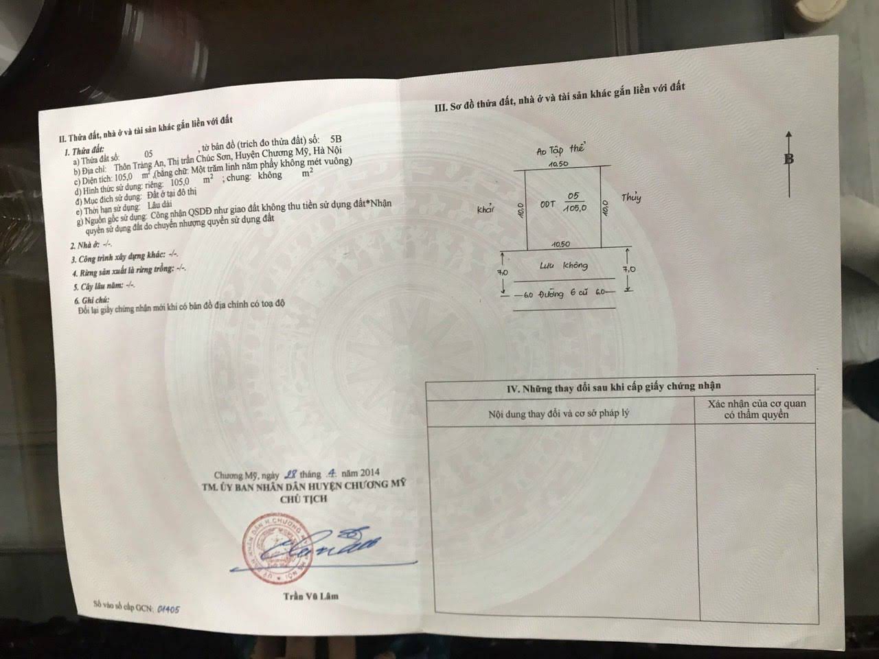 Hình ảnh Bán Đất Full Thổ Cư Có Lưu Không Trước Đất Bám Mặt Đường 6 Cũ tại Thị Trấn Chúc Sơn