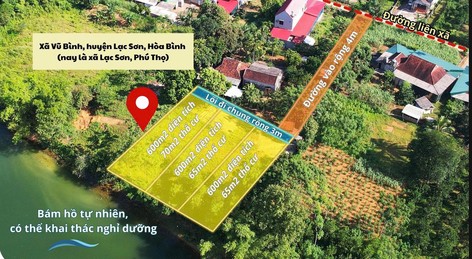 Hình ảnh Bán Lô Đất 600m Tại Vũ Bình Lạc Sơn Ô Tô Vào Tận Đất  View Hồ Thoáng Mát Cách QL12b 2km Gần Nhiều Homestay Giá Đầu Tư