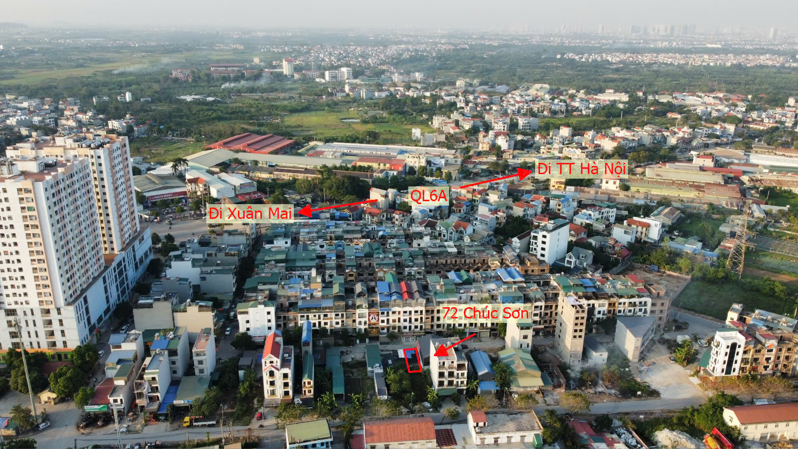 Hình ảnh Đất Dịch Vụ Thị Trấn Chúc Sơn Sát Mặt Đường Kinh Doanh QL6A Giáp Quận Hà Đông