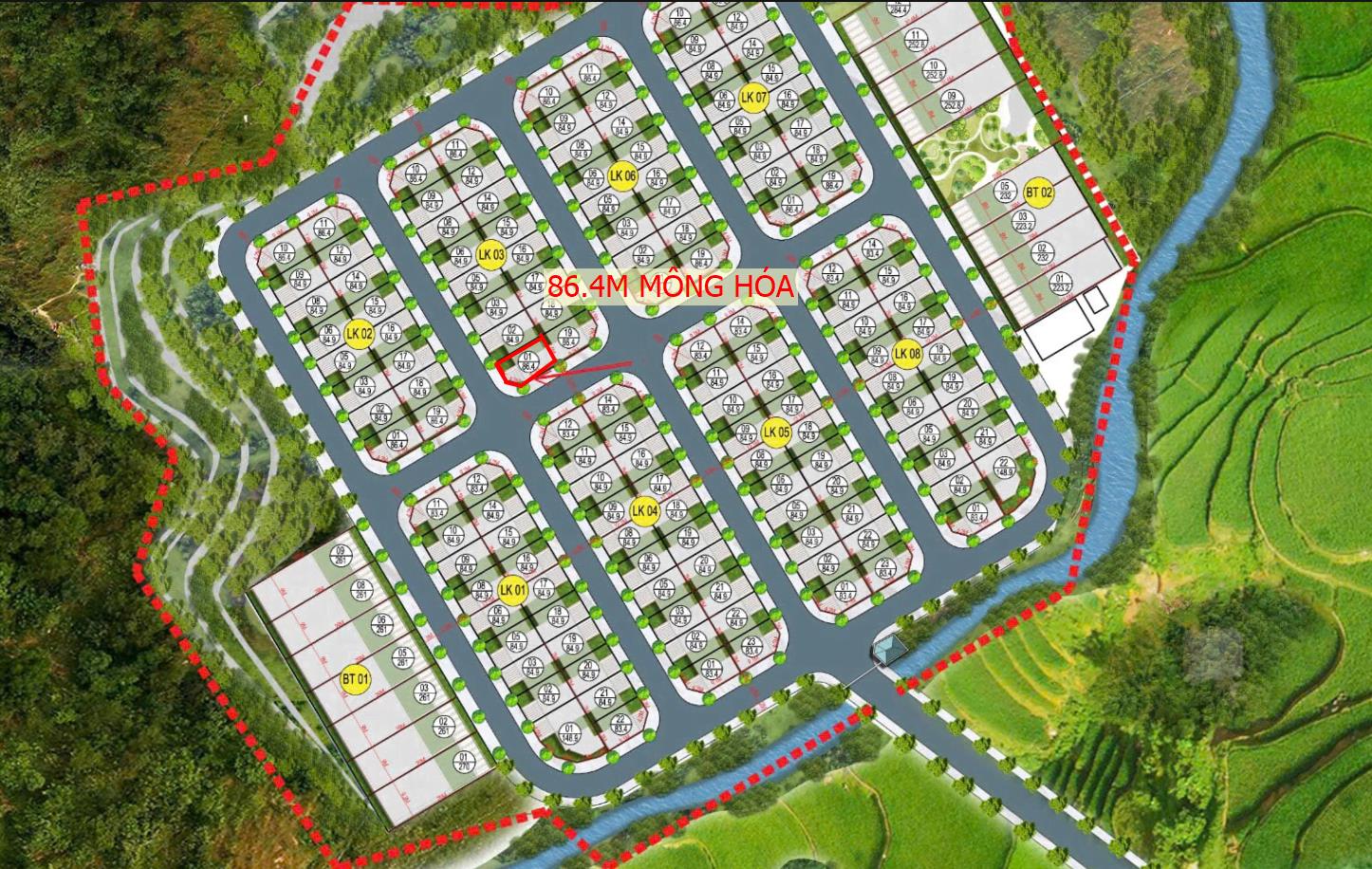 Hình ảnh Bán Lô Đất 86.4m Tại Mông Hóa Bám Đường Bê Tông Ô Tô vào Tận Đất Dân Cư Đông Đúc Thân Thiện Giá Đầu Tư