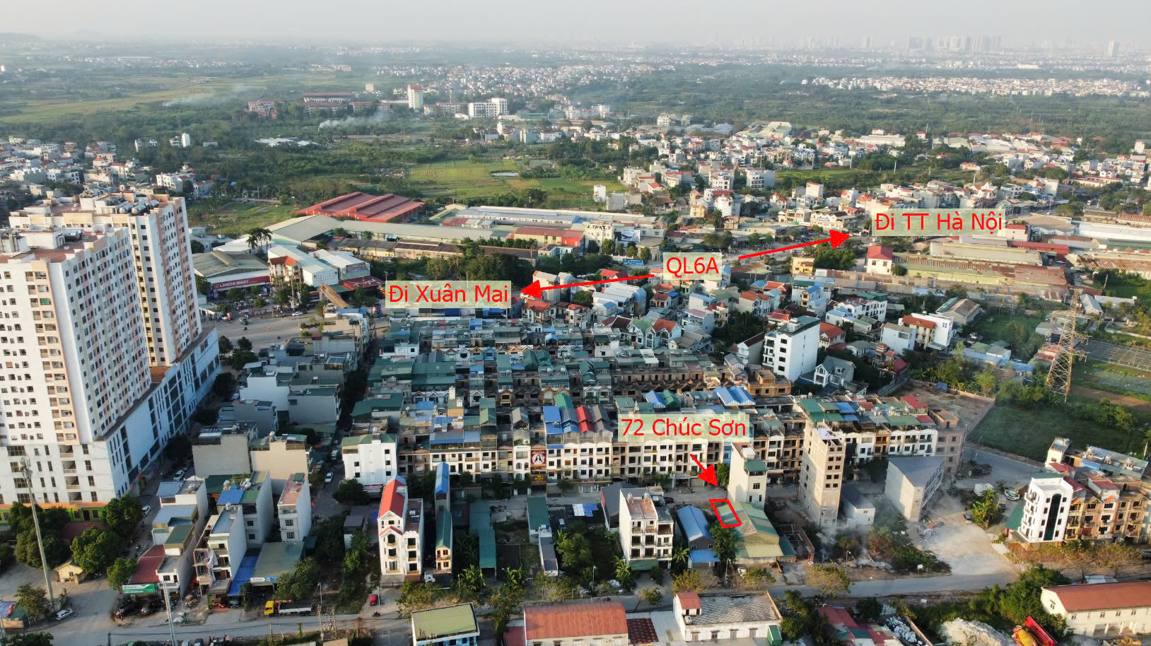 Hình ảnh Đất Dịch Vụ Thị Trấn Chúc Sơn Đường Ô Tô Tránh Nhau Sát Mặt Đường QL6A Giáp Quận Hà Đông