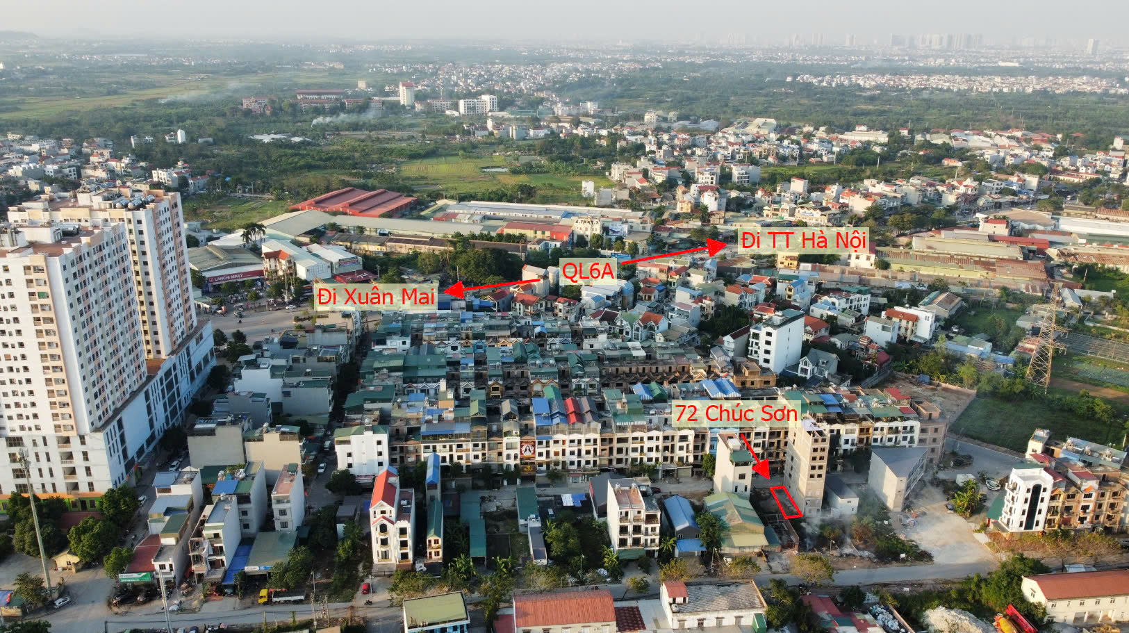 Hình ảnh Đất Dịch Vụ Thị Trấn Chúc Sơn Đường Ô Tô Tránh Nhau Sát Mặt Đường QL6A Giáp Quận Hà Đông
