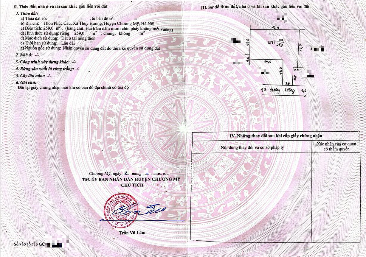 Hình ảnh Bán Đất Full Thổ Cư 259m Tại Thụy Hương Ô Tô Đỗ Tận Đất Sát Trục Chính Kinh Doanh Liên Xã