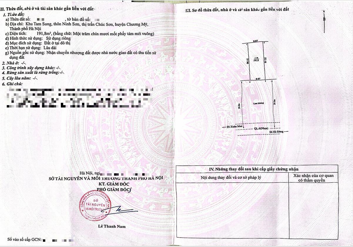 Hình ảnh Bán Đất Full Thổ Cư 191.8m Tại Chúc Sơn Mặt Đường Kinh Doanh QL6A Giá Chỉ Vài Tỷ