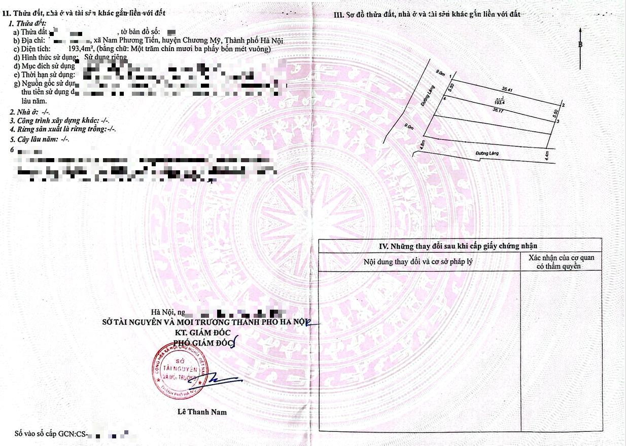 Hình ảnh Bán Thửa Đất 193.4m Tại Nam Phương Tiến Đường Ô Tô Tránh Sát Trục Chính Kinh Doanh Liên Xã 