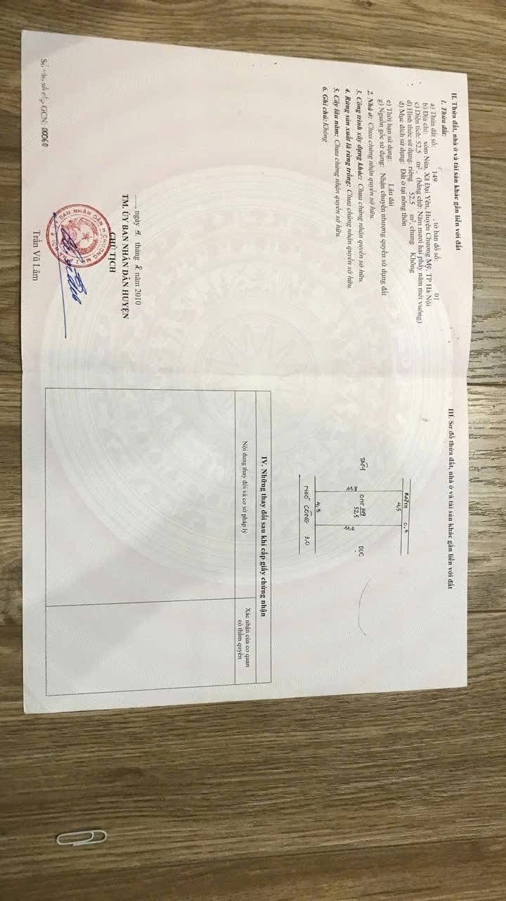 Hình ảnh Bán Thửa Đất 52.5m Tại Đại Yên Đường Thông Ô Tô Gần TL419 Giáp Thị Trấn Chúc Sơn