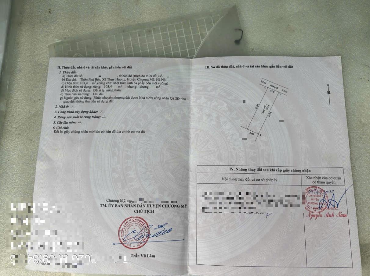 Hình ảnh Bất Động Sản Chương Mỹ Bán Đất Khu Vực Thụy Hương Full Thổ Cư Ô Tô Đỗ Tận Đất Sát Trục Chính Kinh Doanh